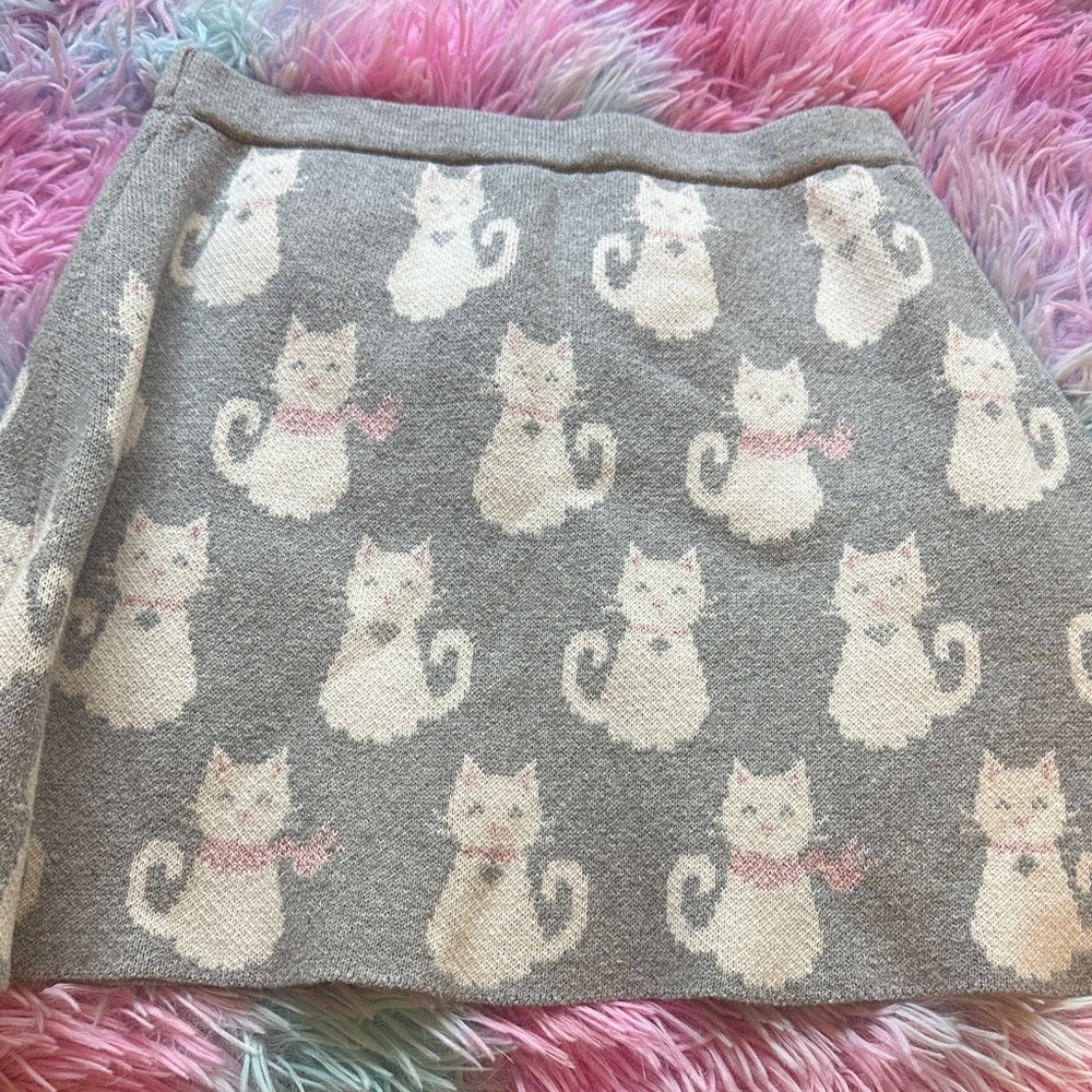 Gray Cat Patterned Skirt kids size medium 7/8